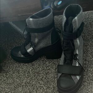 Converse Gray and Black Lace Up Boots
